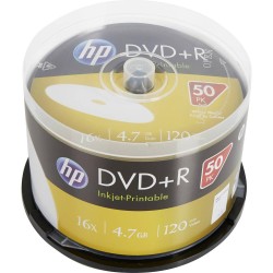 HP DVD+R, Inkjet Printable, DRE00026WIP-3, 4.7GB, 16x, spindle, 50-pack, 12cm, .A-D, B, poškozený obal