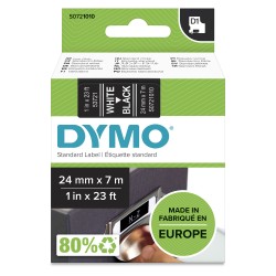 Dymo originální páska do tiskárny štítků, Dymo, 53721, S0721010, bílý tisk/černý podklad, 7m, 24mm, D1
