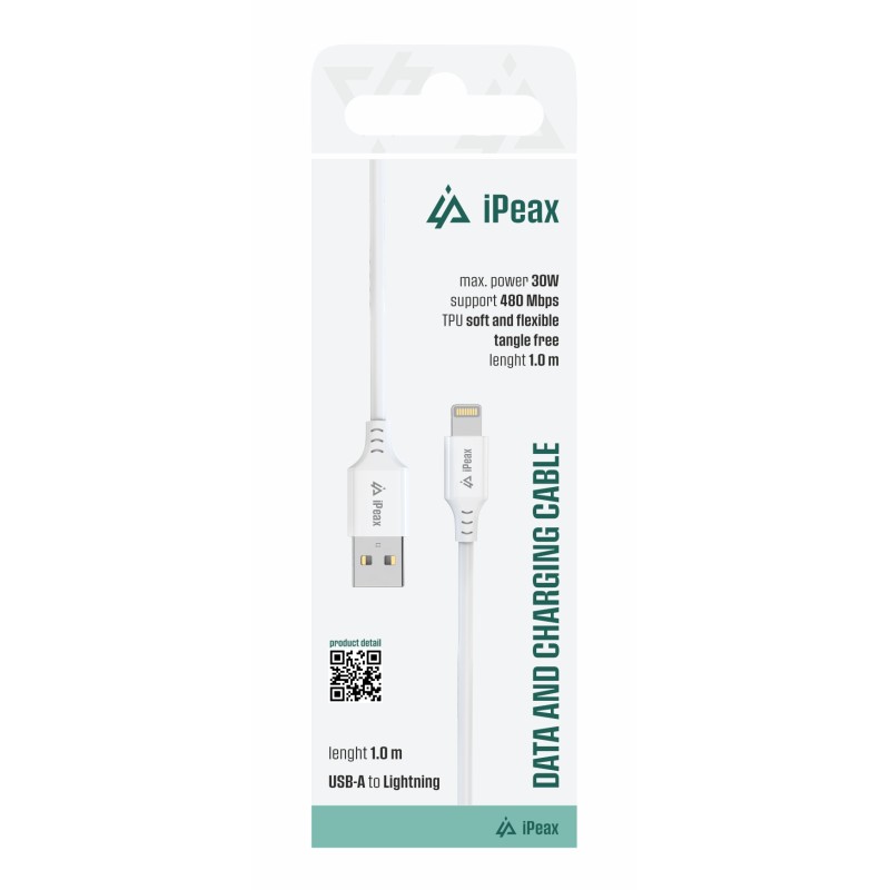 TPU KABEL USB-A / LIGHTNING 1M, USB 2.0 BÍLÝ