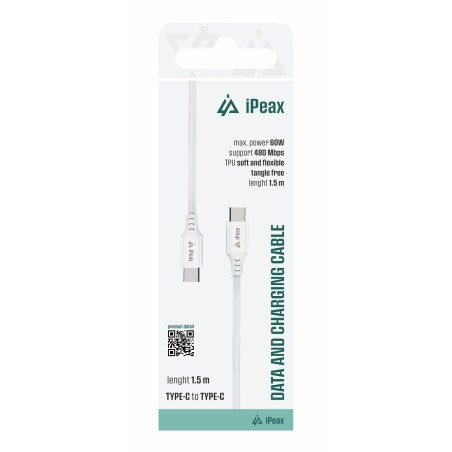 TPU KABEL USB-C / USB-C 1,5M, USB 2.0 BÍLÝ