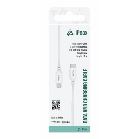 TPU KABEL USB-C / LIGHTNING 1M, USB 2.0 BÍLÝ