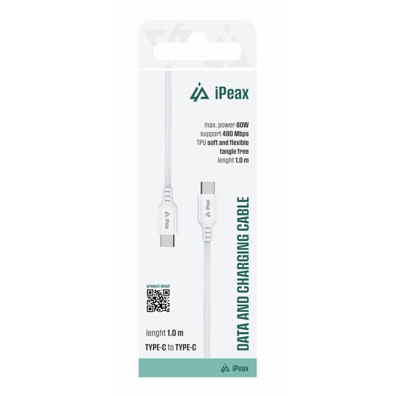 ER TPU Kabel USB-C / USB-C 1M, USB 2.0 bílý