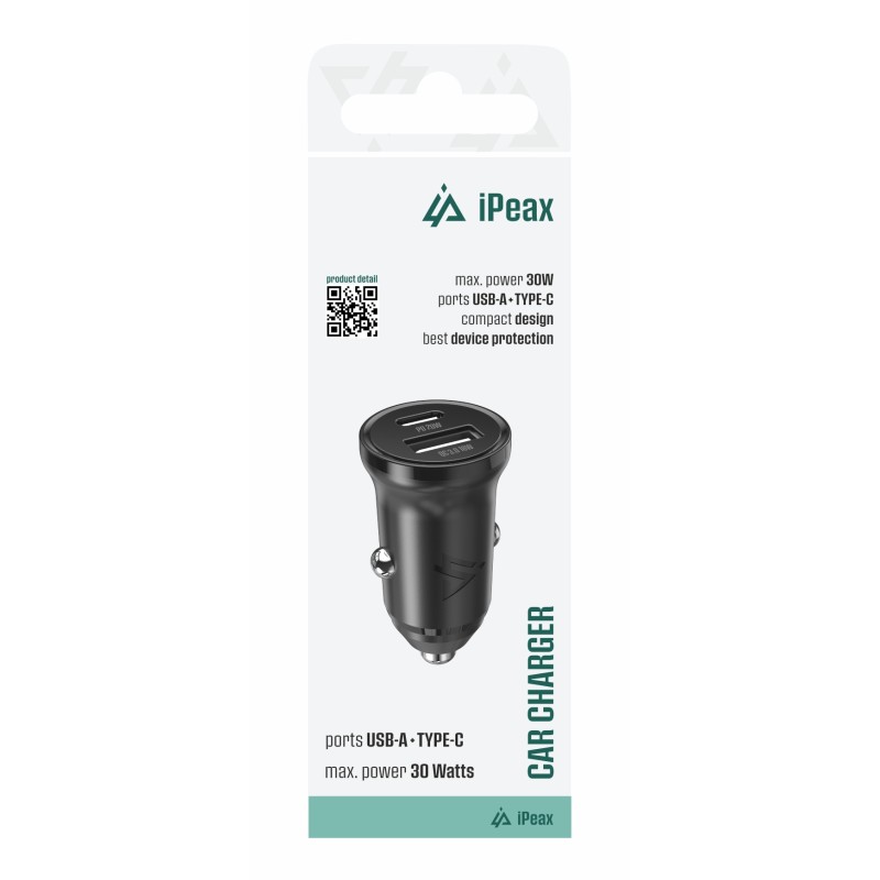 Autonabíječka CL-04, PD, 30W, USB-C + USB-A černá