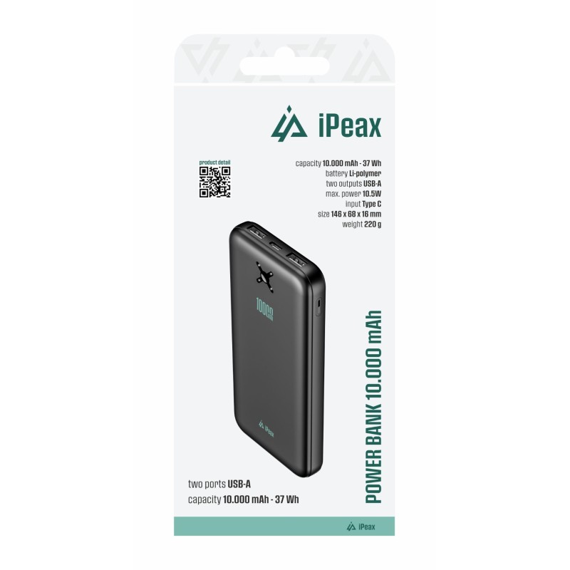 POWER BANKA 10000 mAh, 10,5W, 2x USB-A ČERNÁ
