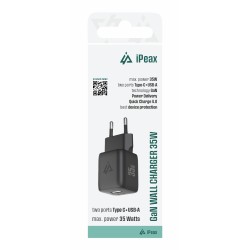 GaN SÍŤOVÁ NABÍJEČKA 35W (USB-C + USB-A) ČERNÁ