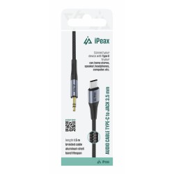 ADAPTÉR USB-C / 3,5 MM JACK 1,5 M ČERNÝ
