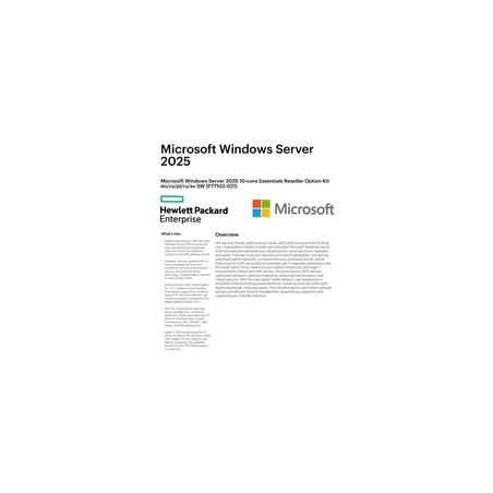 HPE Microsoft Windows Server 2025 10-core Essentials Reseller Option Kit CZ (25/50user/dev en/ru/po) OEM