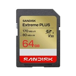SanDisk SDXC karta 64GB Extreme PLUS (R170/W80 MB/s Class 10, UHS-I U3 V30)