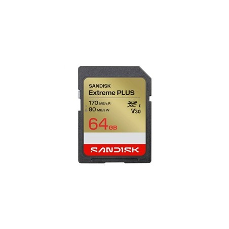 SanDisk SDXC karta 64GB Extreme PLUS (R170/W80 MB/s Class 10, UHS-I U3 V30)