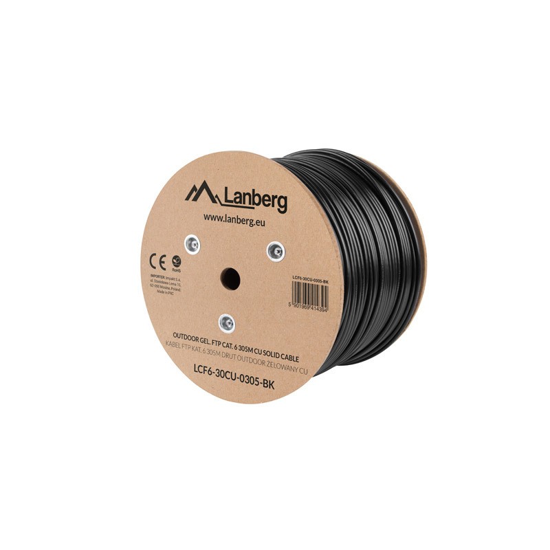 Lanberg LAN CABLE CAT.6 FTP 305M SOLID OUTDOOR GEL-FILLED CU BLACK FLUKE PASSED