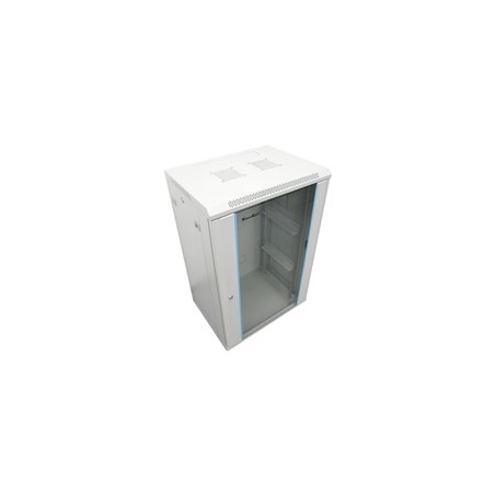 XtendLan 19" nástěnný rozvaděč 18U 600x450, nosnost 60 kg, skleněné dveře, svařovaný, šedý