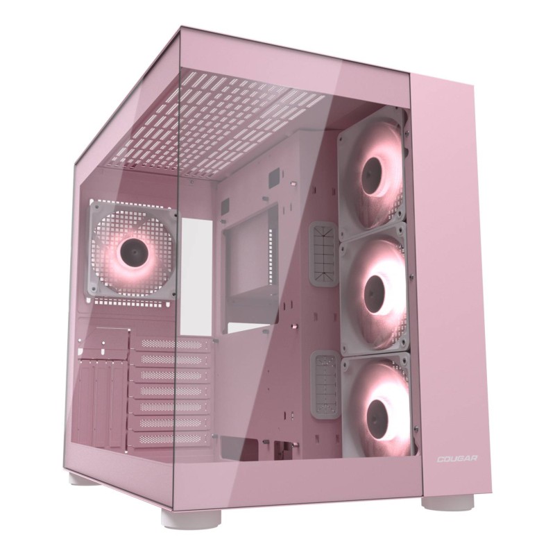 COUGAR PC skříň FV150 RGB Pink Mid tower Dual-Chamber ATX glass, 4x 120mm ARGB fans