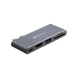 Canyon dokovací stanice, 5 portů, Thunderbolt 3 Dual type C male port, 1*Thunderbolt 3 female+1*HDMI+1*USB3.0+1*SD+1*