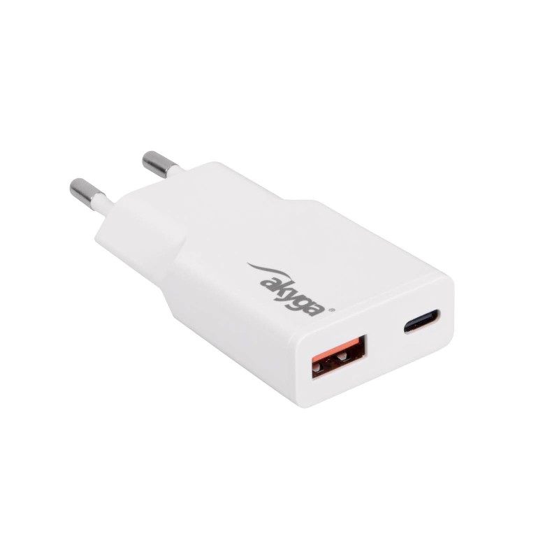 Akyga USB Nabíječka AK-CH-27 USB-A + USB-C PD 5-20V / max. 3A 30W Quick Charge 3.0 GaN