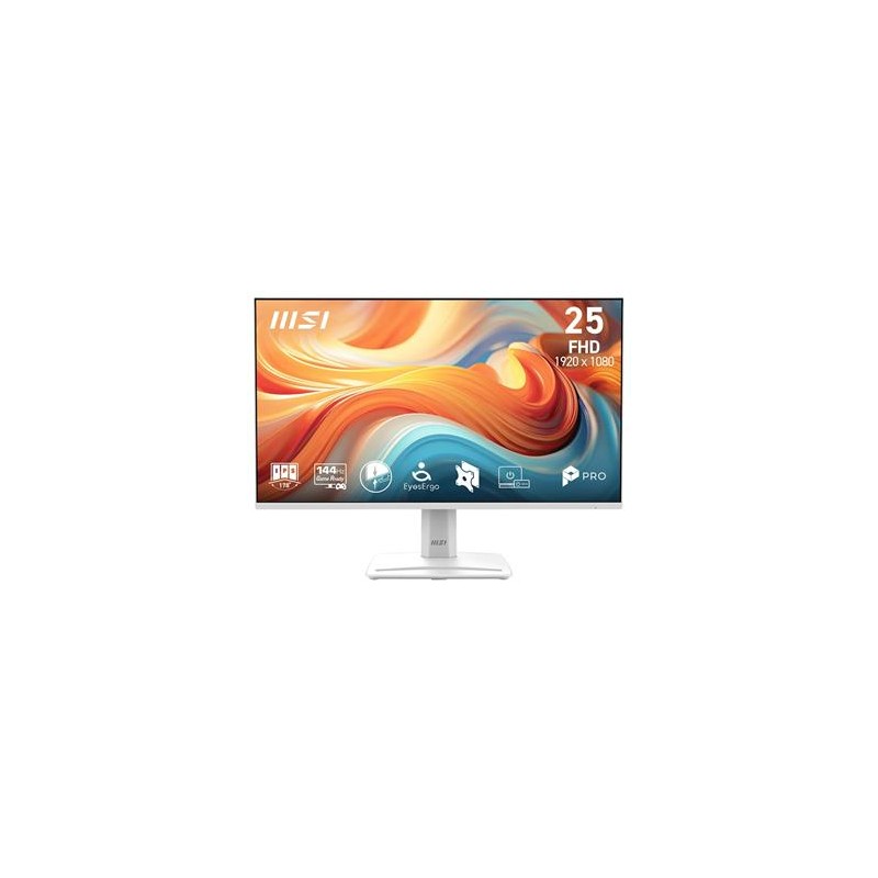 MSI PRO MP251W E14A/ 24"/ 1920x1080/ IPS/ 4ms/ 144Hz/ 300cd/m2/ 1500:1/ HDMI/ DP/ VESA/ bílý