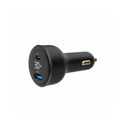GEMBIRD Nabíječka do auta, 1x USB, 1xUSB-C, rychlo-nabíječka, QC3.0, 30 W, černá