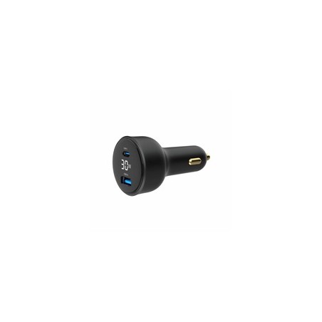 GEMBIRD Nabíječka do auta, 1x USB, 1xUSB-C, rychlo-nabíječka, QC3.0, 30 W, černá