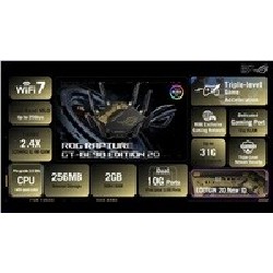 ASUS ROG Rapture GT-BE98 EDITION 20 Gaming Router, WiFi 7, Dual 10G Ports, AURA RGB, AiMesh