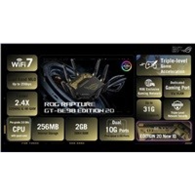 ASUS ROG Rapture GT-BE98 EDITION 20 Gaming Router, WiFi 7, Dual 10G Ports, AURA RGB, AiMesh