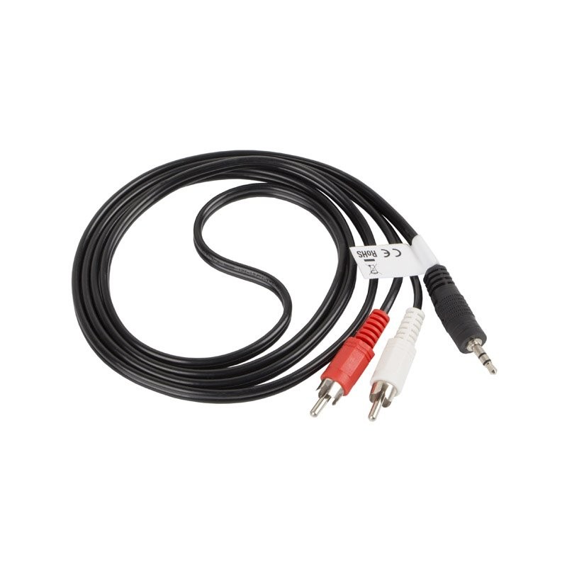 LANBERG Minijack 3,5mm (M) 3 PIN na 2x RCA (CINCH) (M) kabel 1,5m