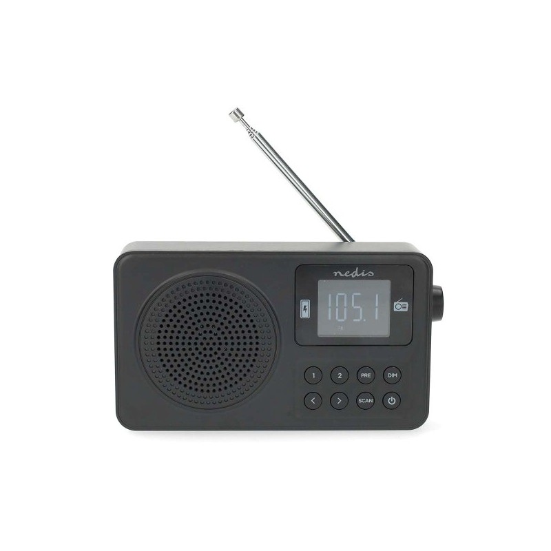 Nedis RDFM2225BK - FM Rádio | 2 W | Napájení Accu / Napájení z USB | Digitální | 2 W | Velikost obrazovky: 1.77 "