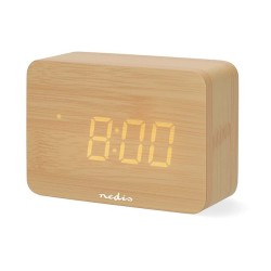 Nedis CLDK2008BN - Digitální Stolní Budík| LED | Podsvícení | Funkce odloženého buzení | Dřevo