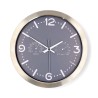 Nedis CLWA5226SS - Nástěnné hodiny | Průměr: 300 mm | Nerezová Ocel | Tichý pohyb | Teploměr | Vlhkoměr | Kov / Šedá