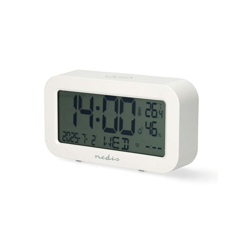 Nedis CLDK2005WT - Digitální Stolní Budík | LED | Podsvícení | Funkce odloženého buzení | Bílá