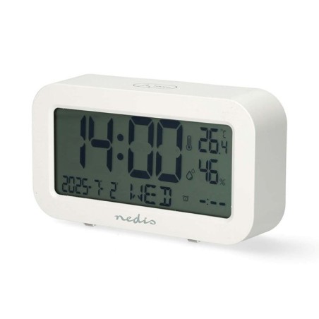 Nedis CLDK2005WT - Digitální Stolní Budík | LED | Podsvícení | Funkce odloženého buzení | Bílá
