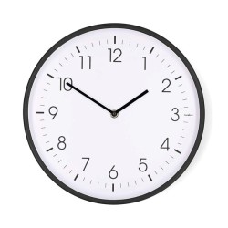 Nedis CLWA1226BK - Nástěnné hodiny | Průměr: 300 mm | Plast | Tichý pohyb | Černá