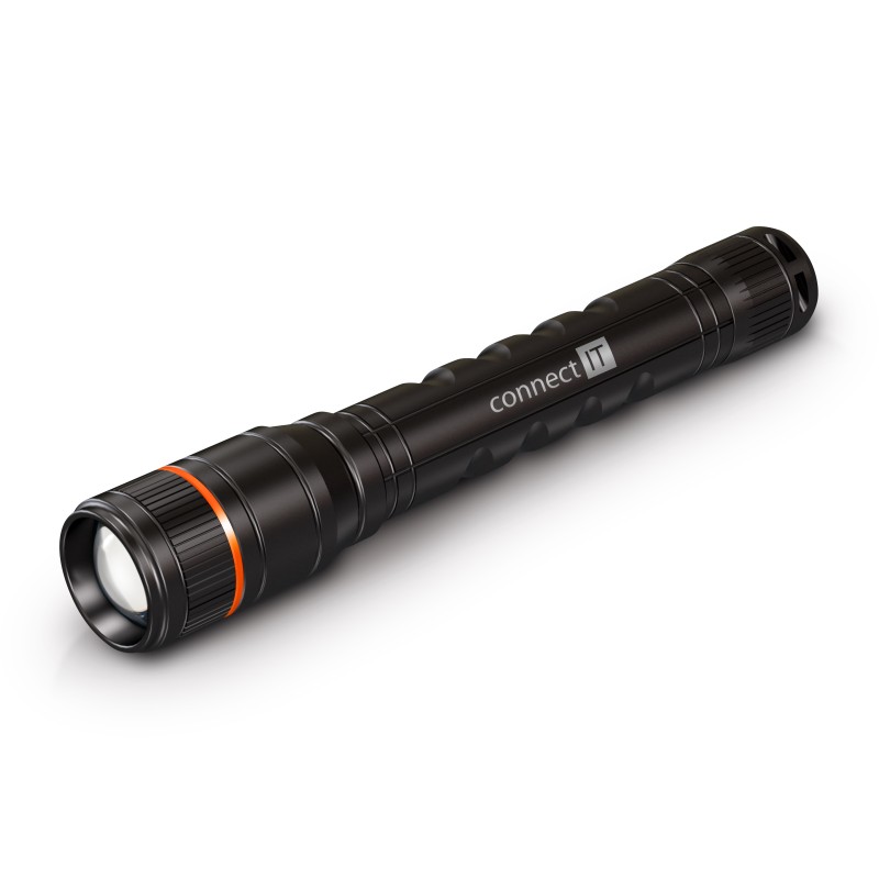 CONNECT IT GLEAM 300 LED ruční svítilna 2x AA, 300 lm, hliníková, voděodolná, černá