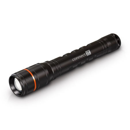 CONNECT IT GLEAM 300 LED ruční svítilna 2x AA, 300 lm, hliníková, voděodolná, černá