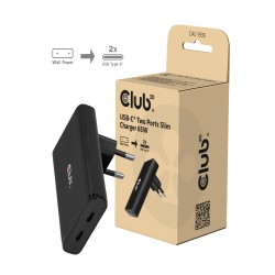 Club3D cestovní nabíječka 65W GAN Technologie, 2 porty (2xUSB-C), PPS, PD 3.1