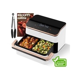 BAZAR - Cosori Dual Blaze TwinFry chytrá horkovzdušná fritéza10 L, keramika, bílá - Poškozený obal (Komplet)