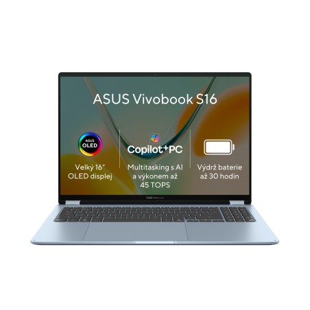 ASUS Vivobook S16 - Snapdragon X X1 26 101/8GB/512GB SSD/16"/WUXGA/OLED/2y PUR/Win 11 Home/modrá