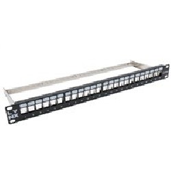 BAZAR - LYNX Patch panel, 19'', 24 portů, 1U, Cat5e/6/6A/7, neosazený, stíněný, vyvazovák, černý - POŠKOZENÝ OBAL
