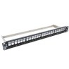 BAZAR - LYNX Patch panel, 19'', 24 portů, 1U, Cat5e/6/6A/7, neosazený, stíněný, vyvazovák, černý - POŠKOZENÝ OBAL