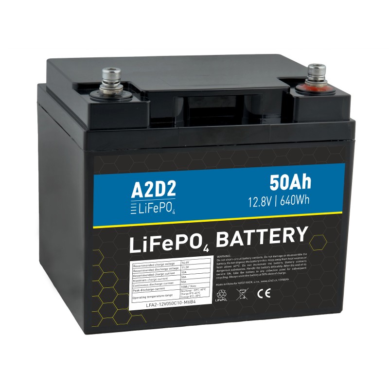 A2D2 baterie LiFePO4 12,8V 50Ah M6 (Qinkual cells)