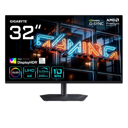 GIGABYTE LCD - 31,5" Gaming monitor MO32U24, OLED, 3840 x 2160 UHD, 240Hz, 1.5M:1, 300cd/m2, 0.03ms, 2xHDMI, 1xDP