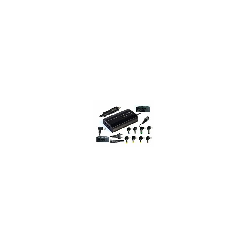 EUROCASE univerzální napájecí adaptér 100W, AC 110-240V/CAR DC 12V, DC 12- 20, 9 koncovek