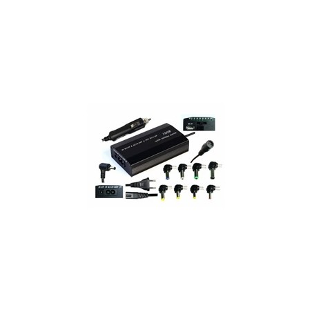 EUROCASE univerzální napájecí adaptér 100W, AC 110-240V/CAR DC 12V, DC 12- 20, 9 koncovek
