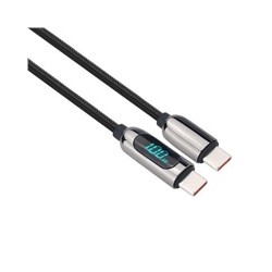 Solight USB-C kabel s displejem, USB-C konektor - USB-C konektor, 100W, 2m