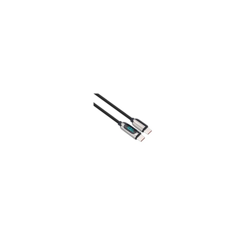 Solight USB-C kabel s displejem, USB-C konektor - USB-C konektor, 100W, 2m