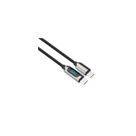 Solight USB-C kabel s displejem, USB-C konektor - USB-C konektor, 100W, 2m