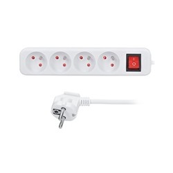 Solight prodlužovací přívod, 4 zásuvky, bílý, vypínač, 1,5m