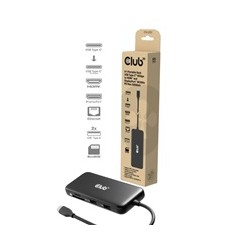Club3D Dokovací stanice USB-C 8v1, 1xHDMI, 1xDP, 1xUSB-C, 2xUSB, 1xRJ45, černá