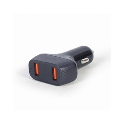 GEMBIRD Nabíječka do auta, 2x USB, rychlo-nabíječka, QC3.0, 36 W, černá
