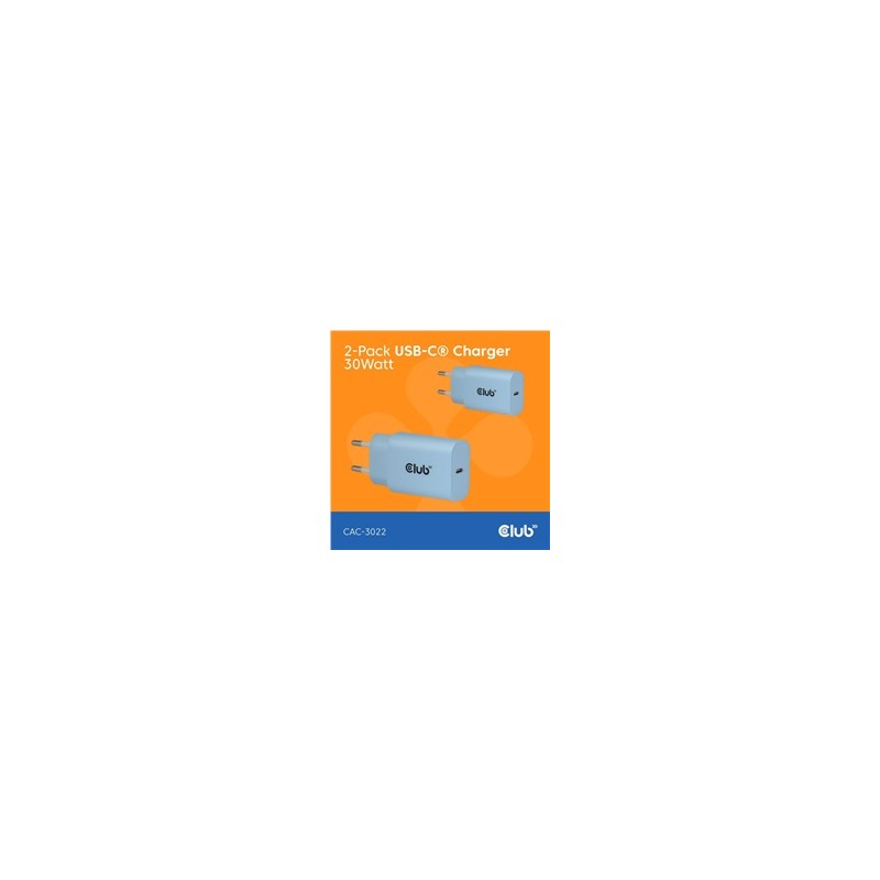 Club3D Nabíječka, USB-C, Power Delivery 15V/2A, 2-pack, modrá