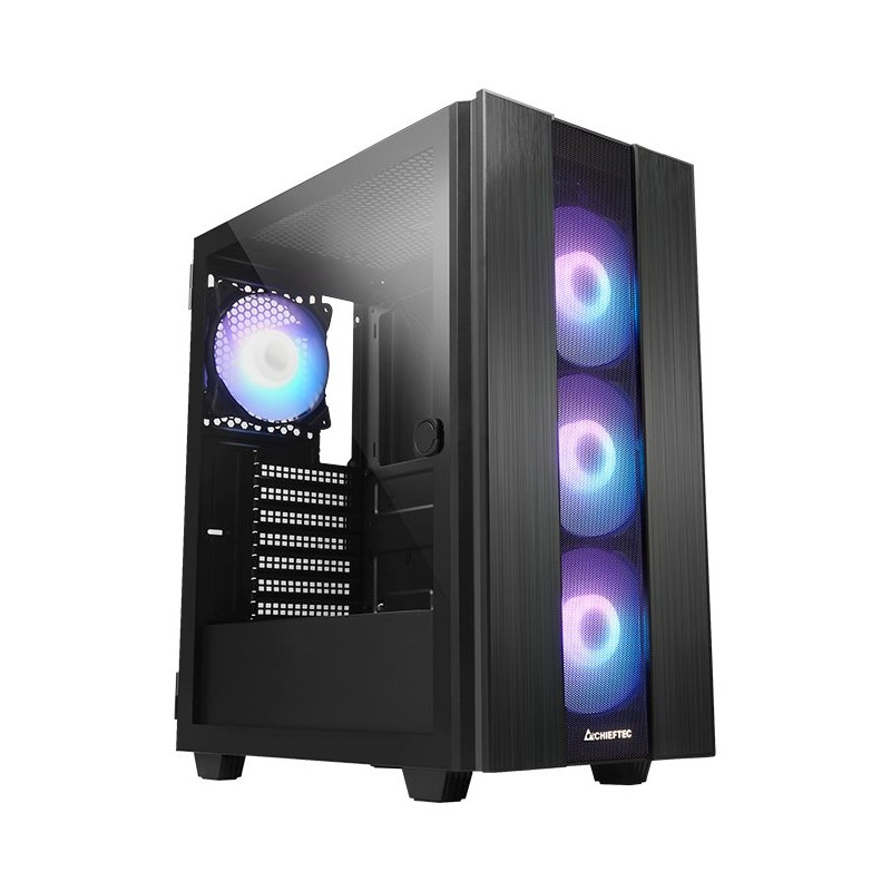 CHIEFTEC skříň HUNTER 2, ATX, 1x USB-C, 1x USB 3.1, 4x 120mm ARGB Fan, ARGB Hub, černá
