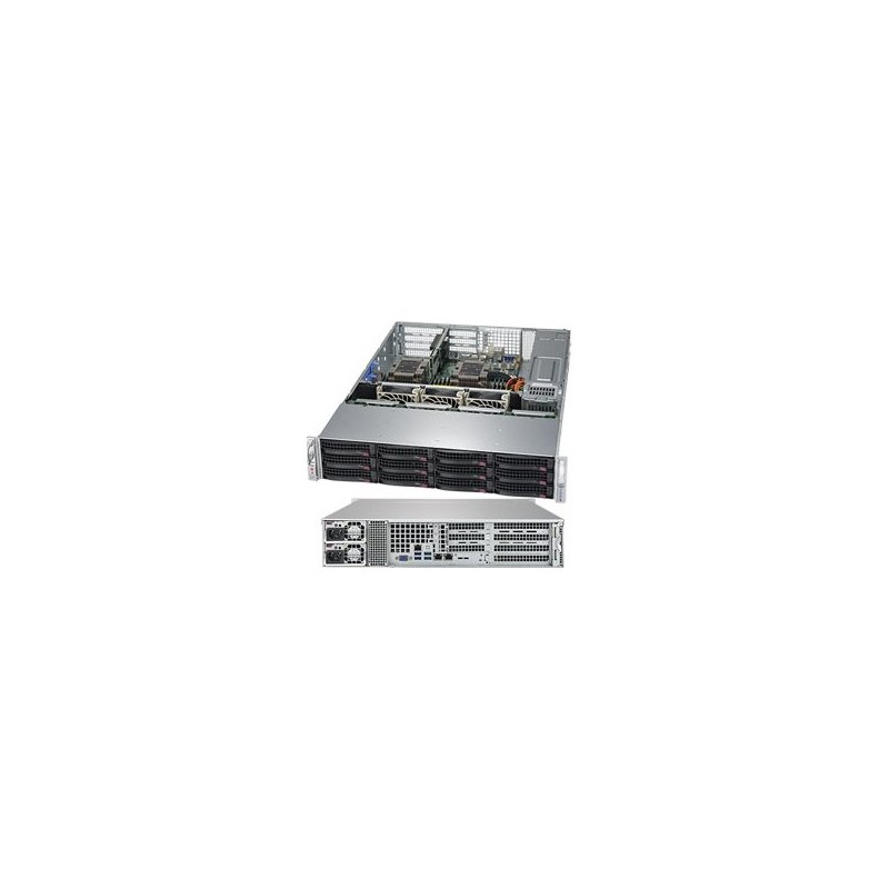 SUPERMICRO 2U server 2x LGA3647, iC621, 12x DDR4 ECC R, 8x SATA3 HS (3,5"), 2x1GbE, 2x 1000W(80+titanium), IPMI, WIO